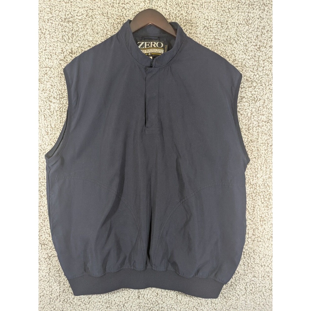 Zero Restriction Golf‎ Vest Mens Large Navy Blue Microsuede Jacket Sleeveless